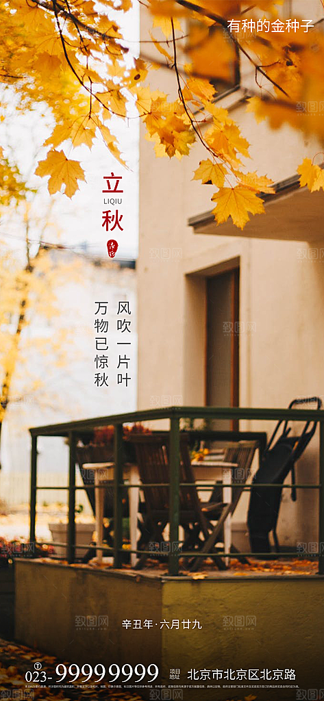 立秋节气简约大气海报