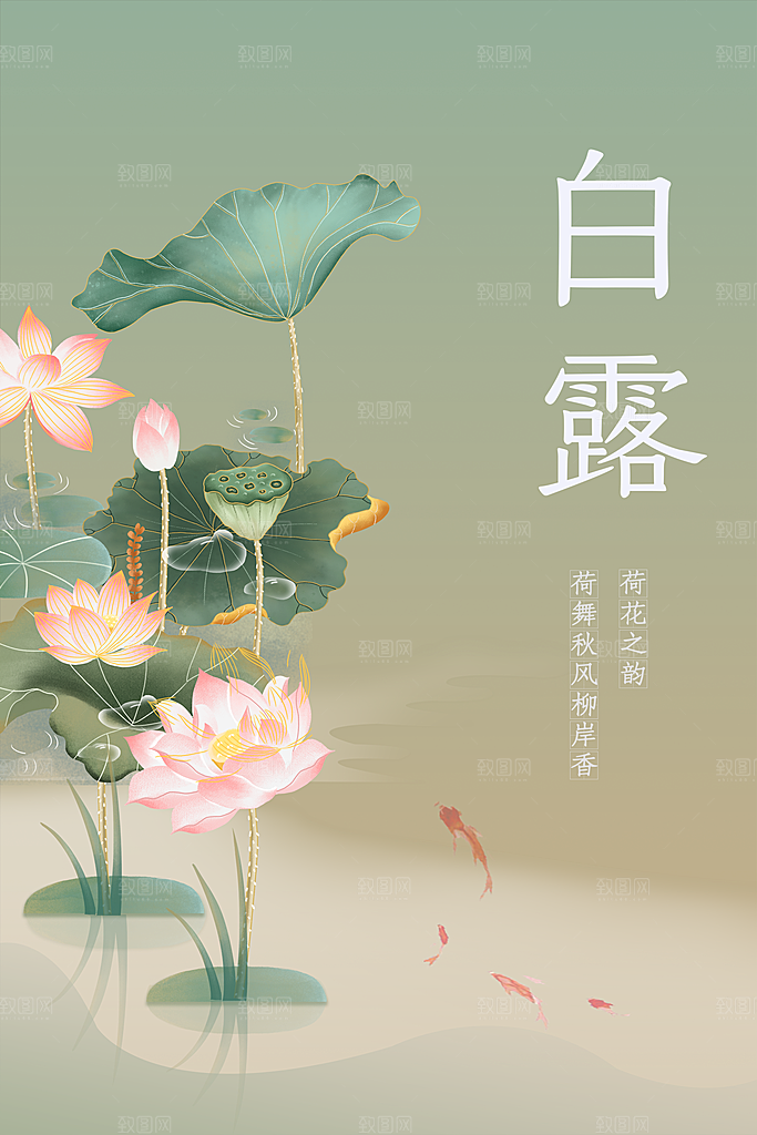白露节气传统海报