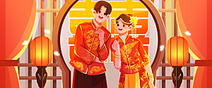 结婚关于爱情插画banner