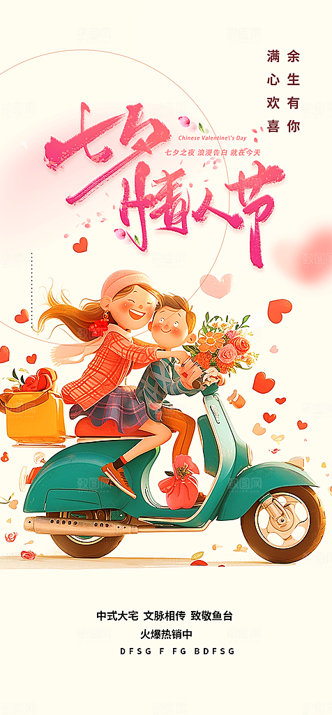 节日浪漫甜蜜美丽七夕情人节爱情活动海报