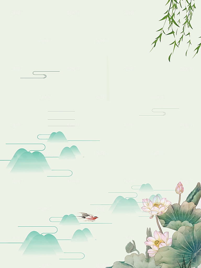 中国风水墨工笔画山水意境古风背景