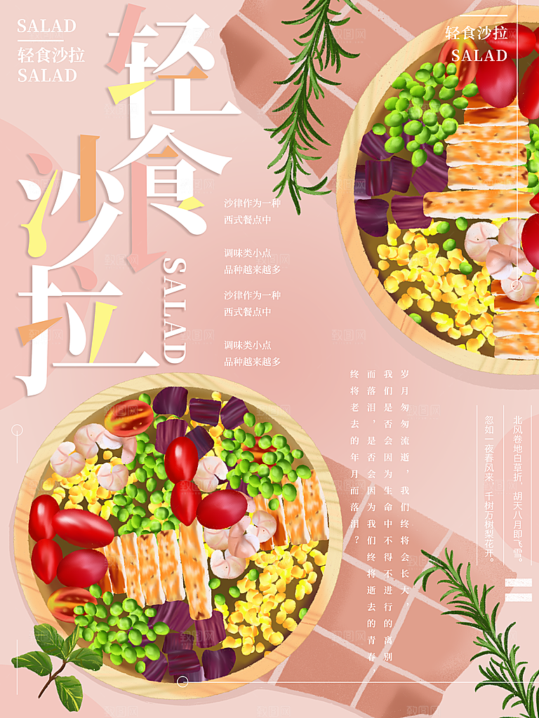 健康沙拉轻食主义减脂海报