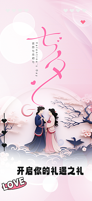 美丽七夕节情人节爱情活动海报