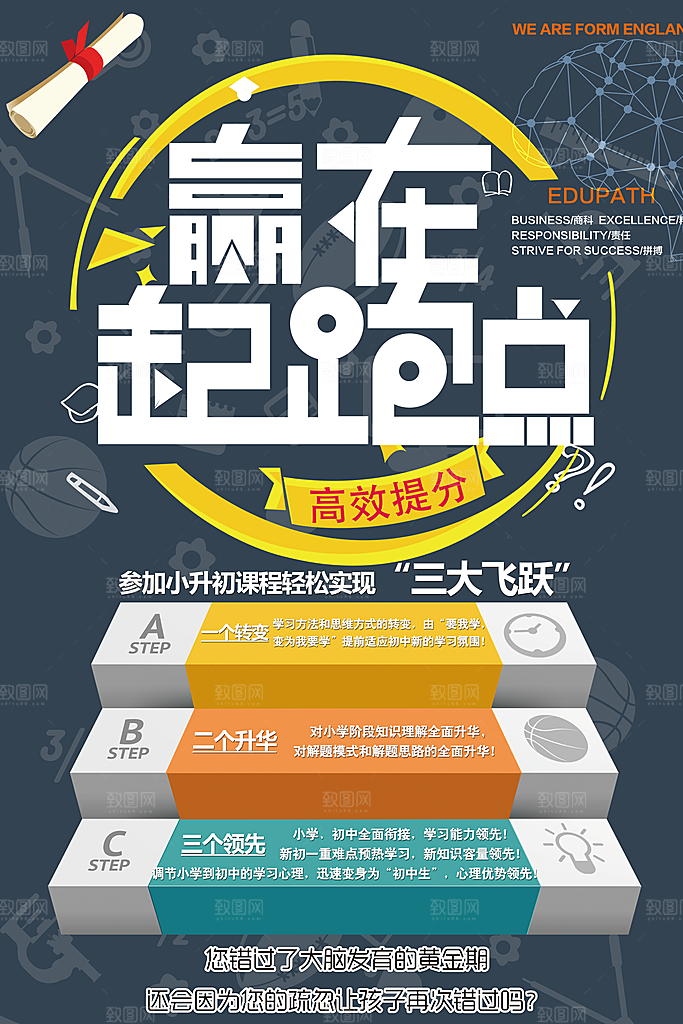 暑期兴趣班辅导班招生宣传海报