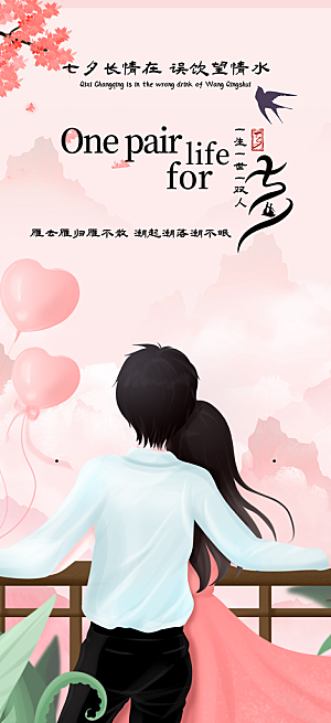 美丽七夕节情人节爱情活动海报