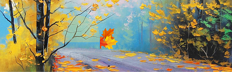 秋天清新唯美落叶插画背景素材
