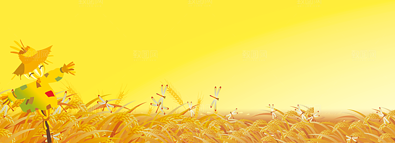 秋天清新唯美落叶插画背景素材
