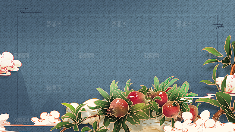秋天清新唯美落叶插画背景素材