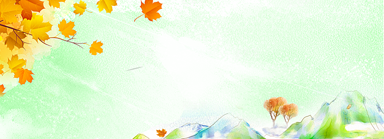秋天清新唯美落叶插画背景素材