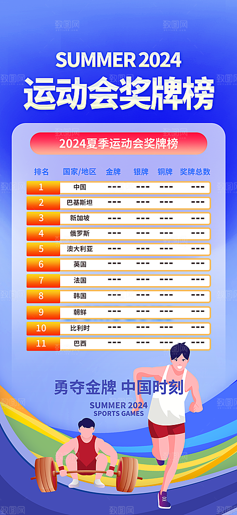 2024巴黎奥运会加油夺冠宣传海报