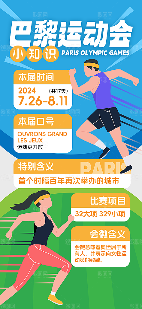 2024巴黎奥运会加油夺冠宣传海报