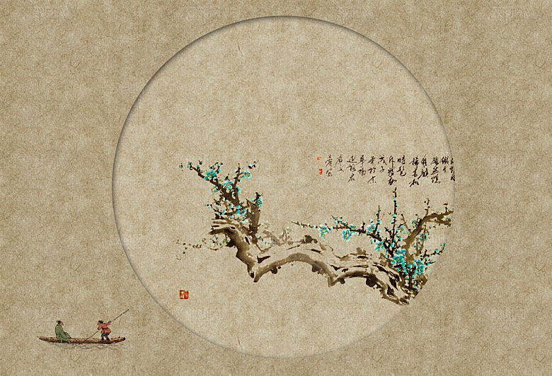 中国风复古工笔画民国风背景素材