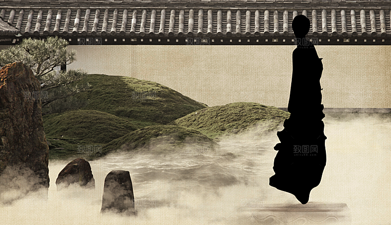 中国风复古工笔画民国风背景素材