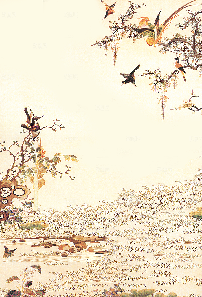 中国风复古工笔画民国风背景素材