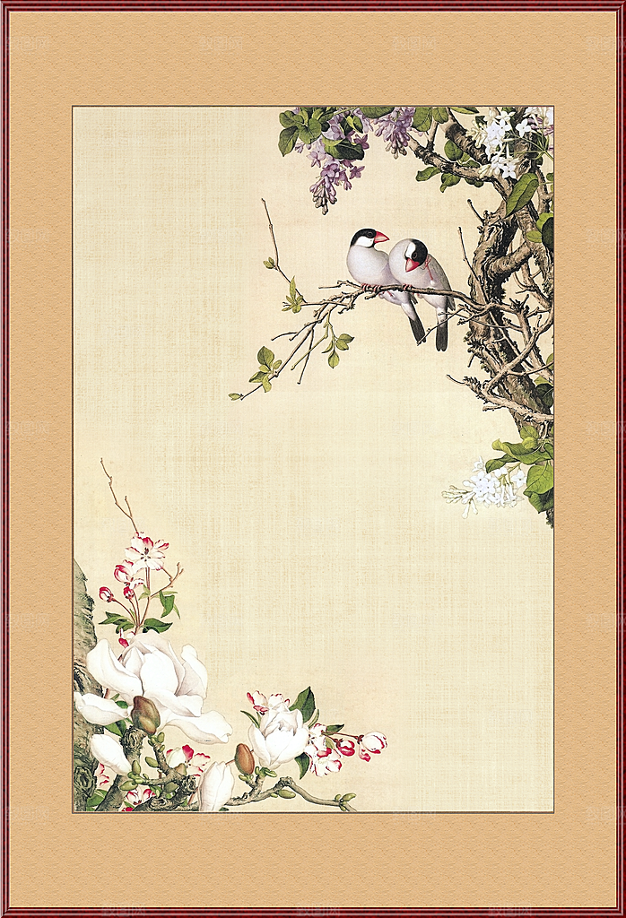 中国风复古工笔画民国风背景素材