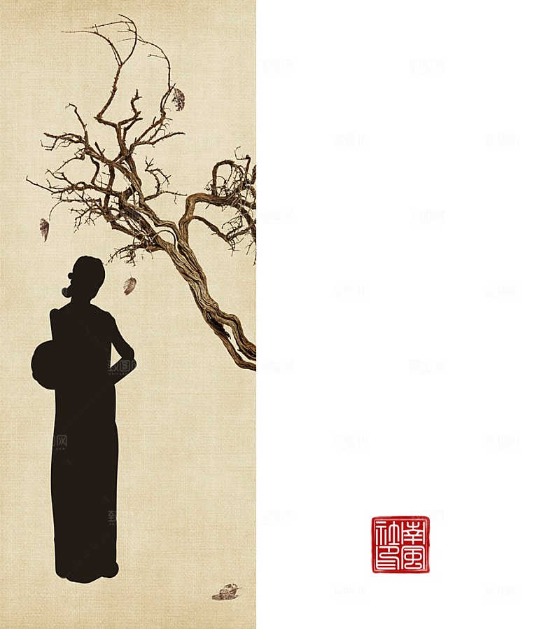 中国风复古工笔画民国风背景素材