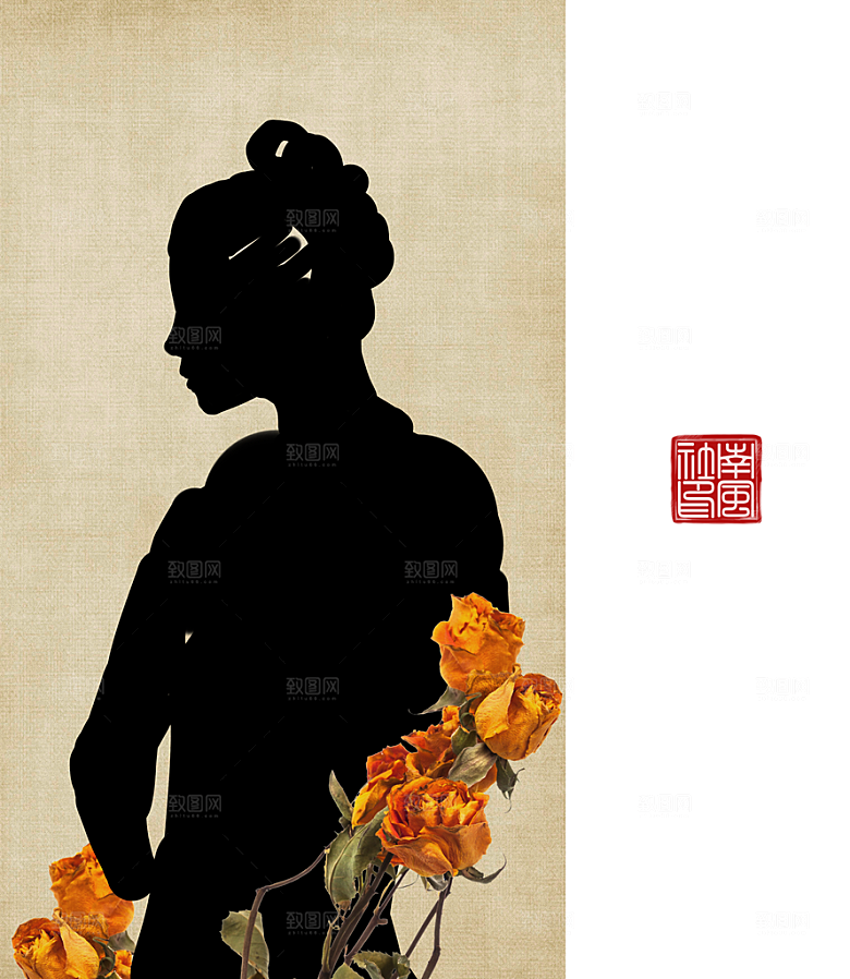 中国风复古工笔画民国风背景素材