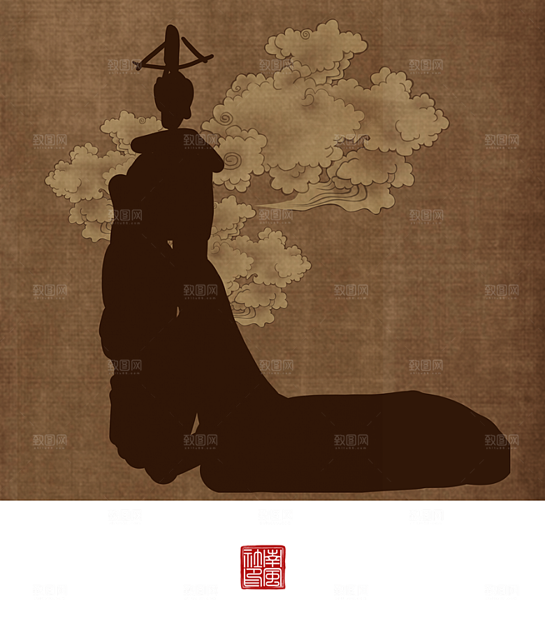 中国风复古工笔画民国风背景素材