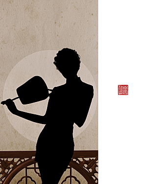 中国风复古工笔画民国风背景素材