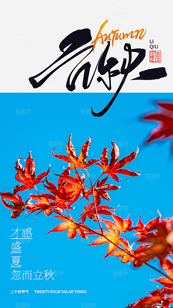 二十四节气立秋摄影海报