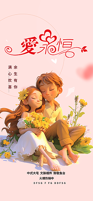 甜蜜美丽情人节爱情活动七夕节海报
