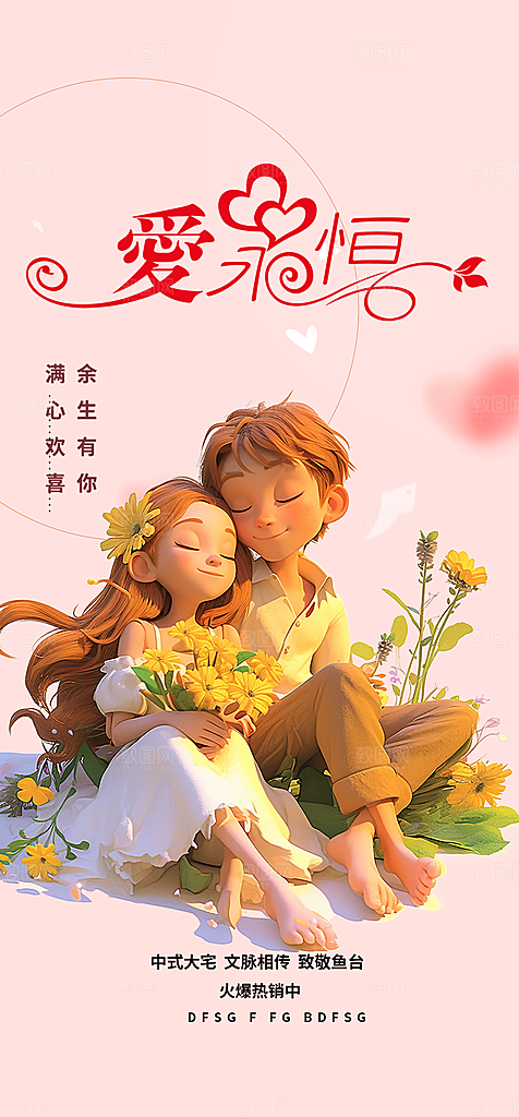 甜蜜美丽情人节爱情活动七夕节海报