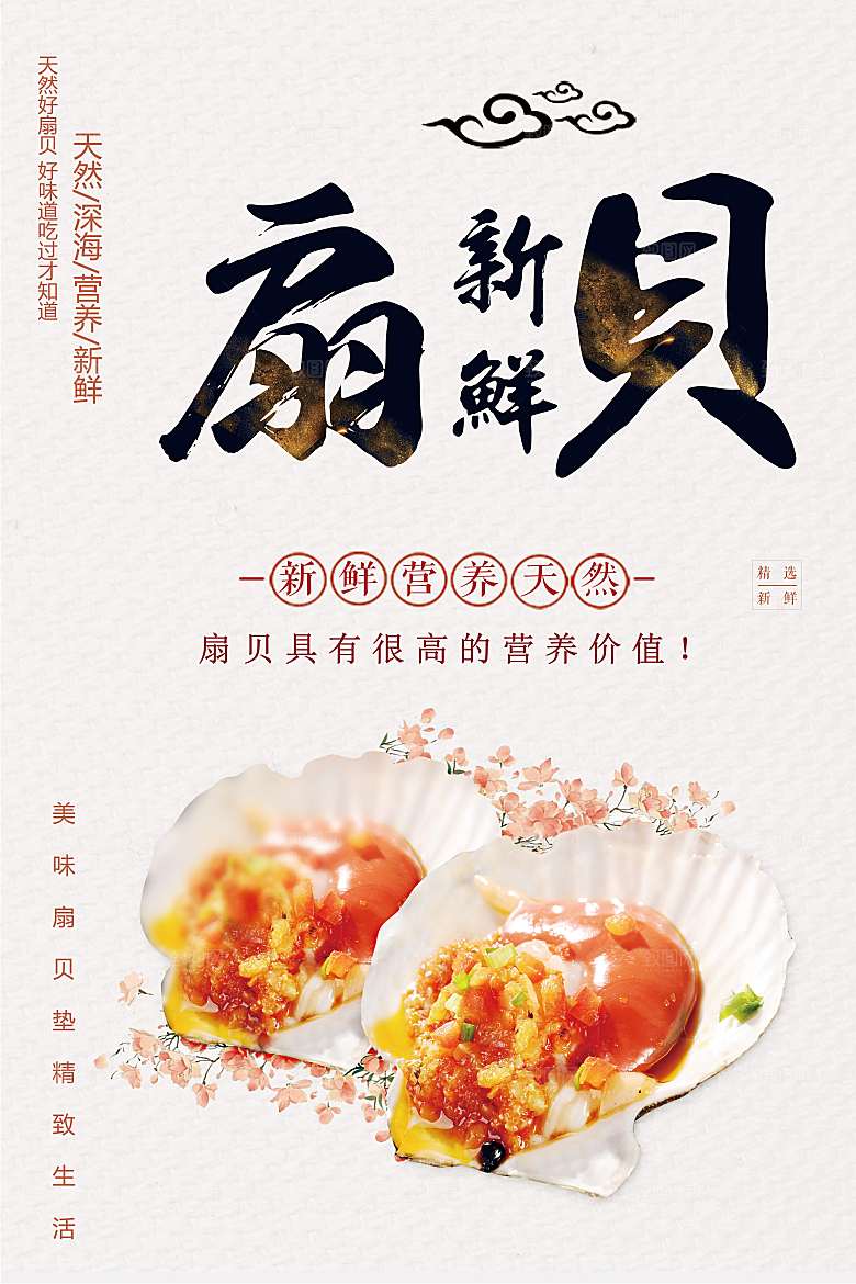 新鲜营养天然扇贝