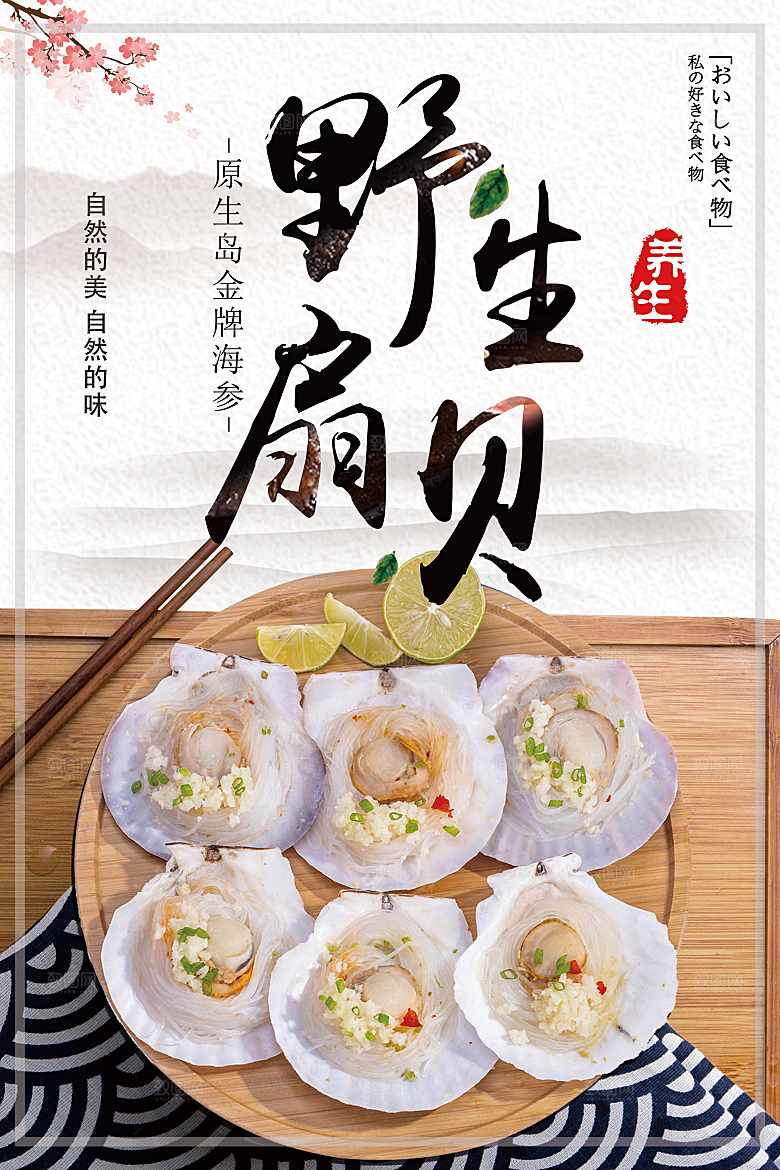 纯天然新鲜野生扇贝