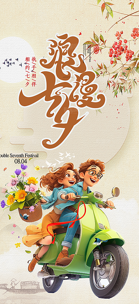 甜蜜美丽情人节爱情活动七夕节海报