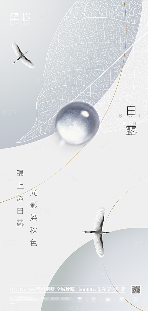 白露节气简约大气海报