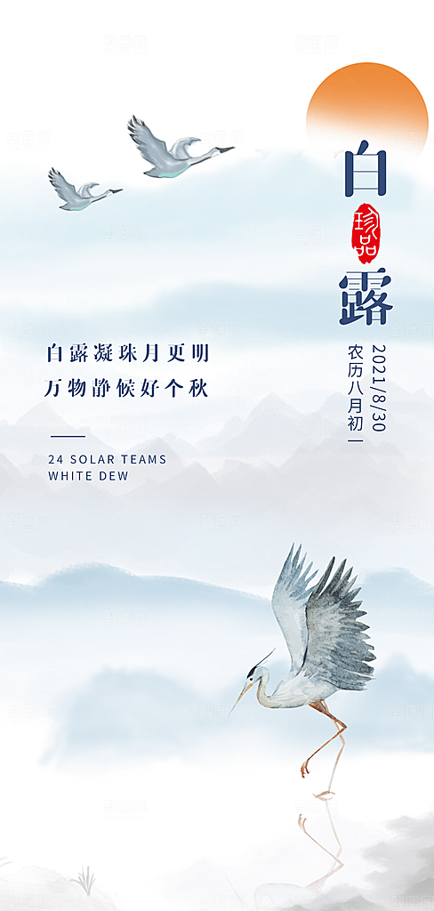 白露节气简约大气海报