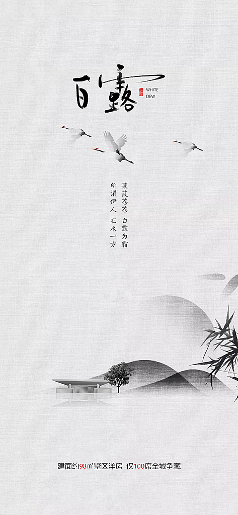 白露节气简约大气海报