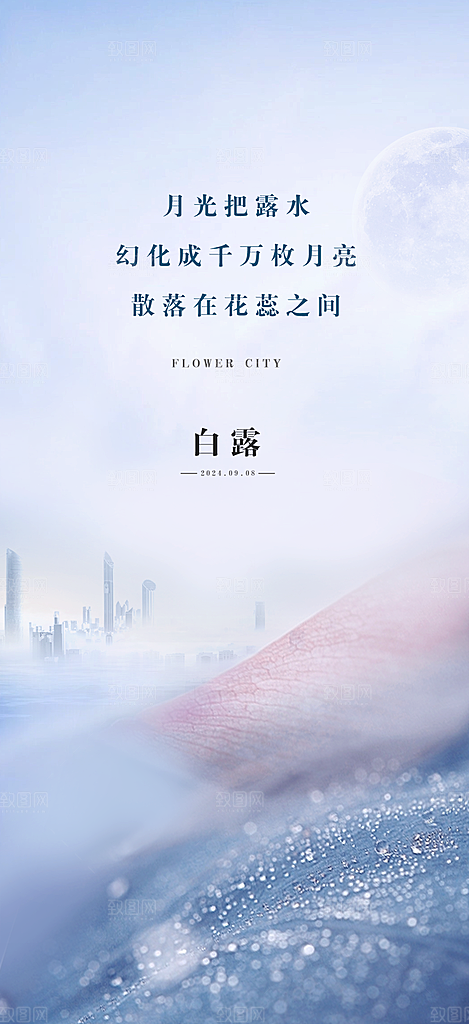 白露节气简约大气海报