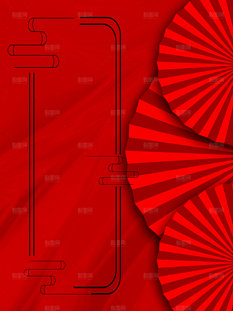传统红色背景素材PSD