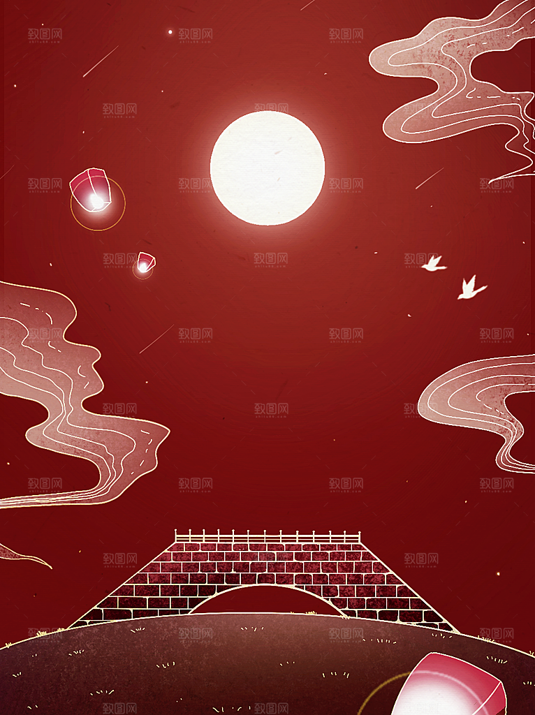 传统红色背景素材PSD
