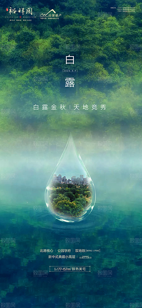 白露节气简约大气海报