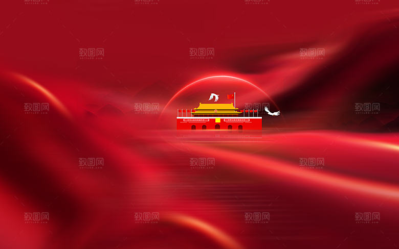 传统红色背景素材PSD