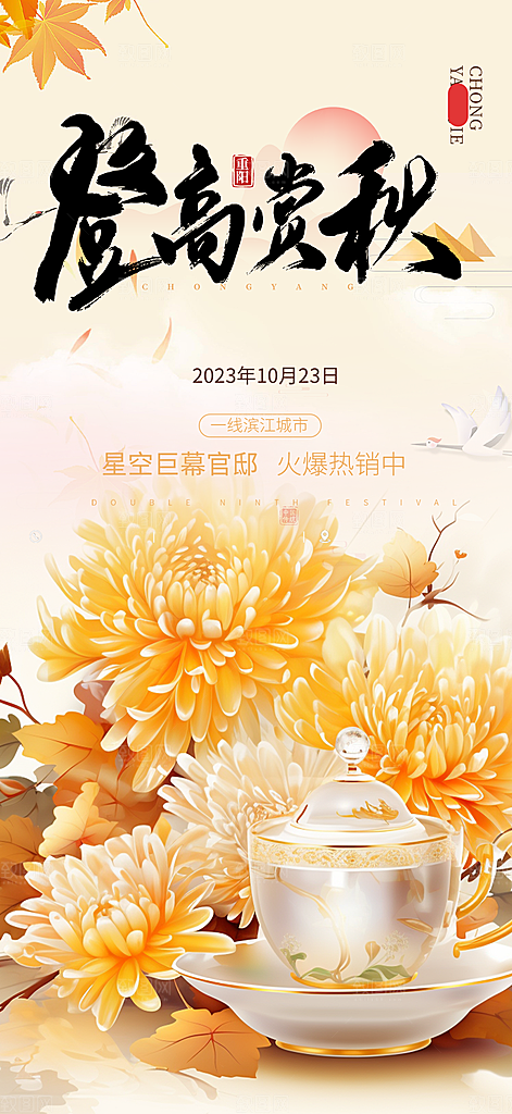 秋日节日重阳节敬老爱老宣传活动海报