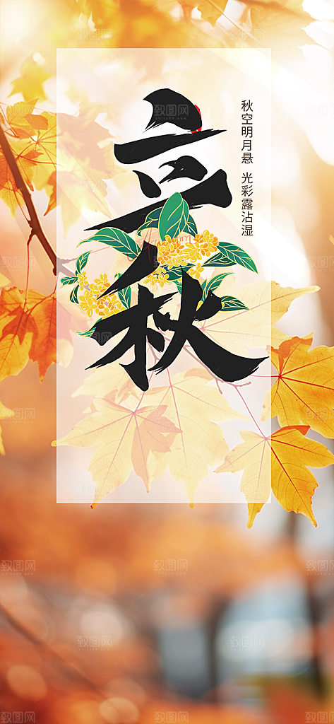大气秋天立秋二十四节气海报