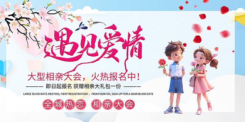 情侣美丽相亲活动情人节展板