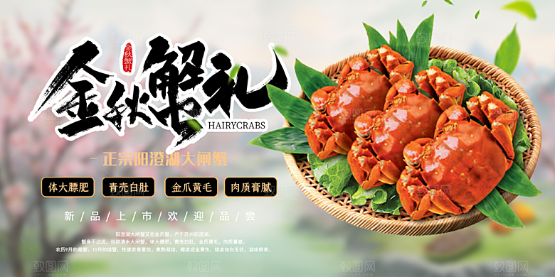 螃蟹大闸蟹美味促销展板