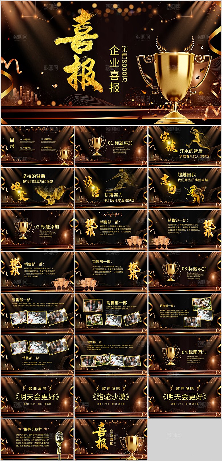 黑金喜庆公司喜报ppt