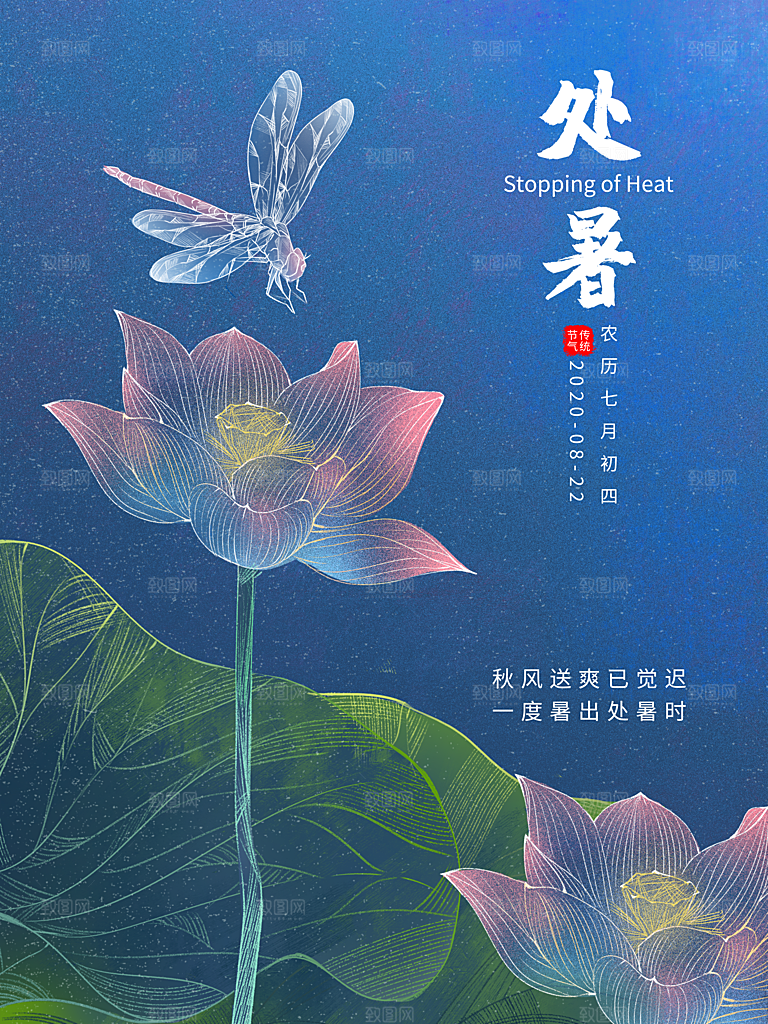 传统节气处暑海报模板