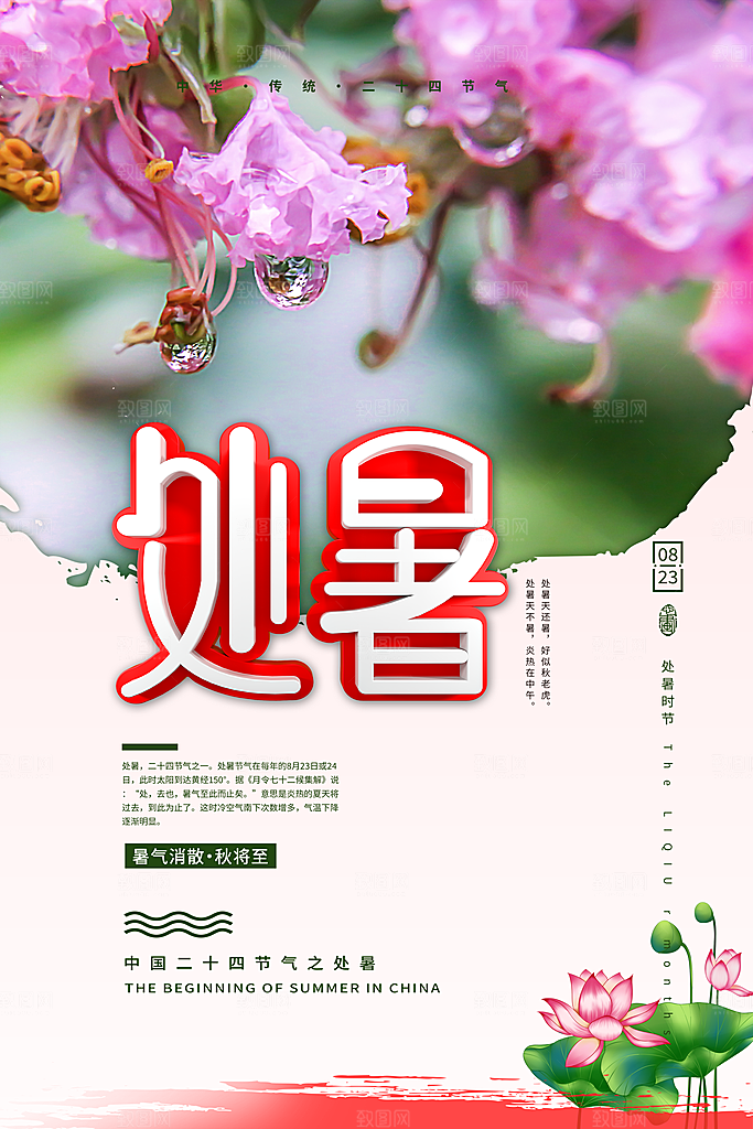 处暑节气简约大气海报