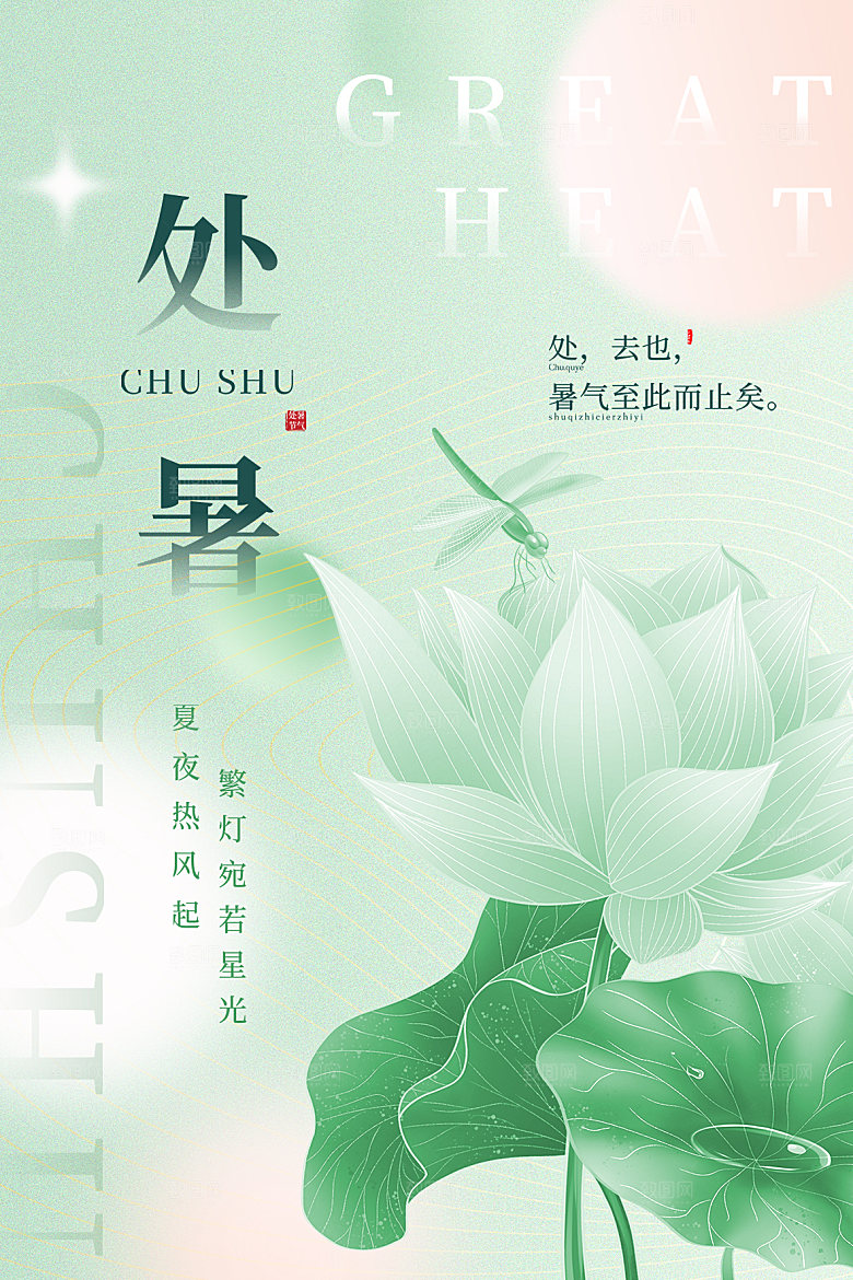 传统节气处暑海报模板