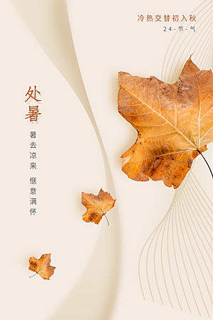 处暑节气简约大气海报