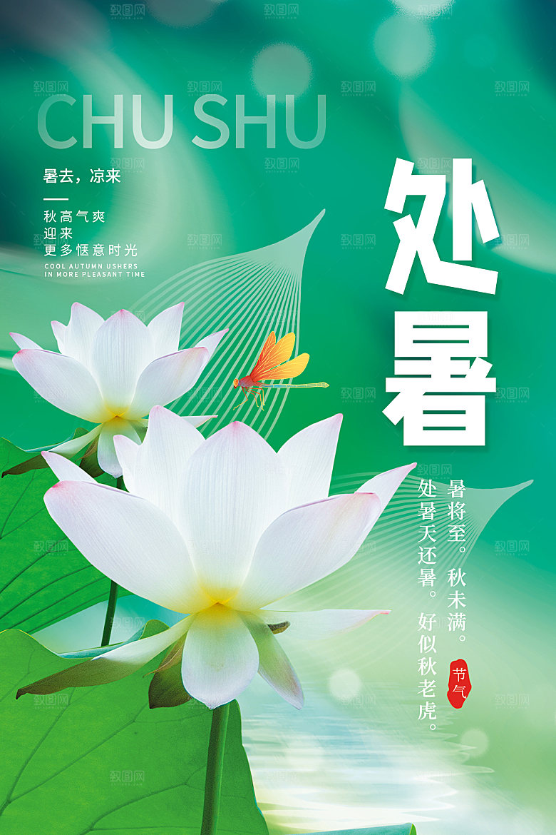处暑节气简约大气海报