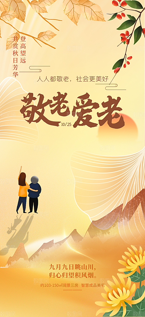 节日重阳节敬老爱老宣传活动海报
