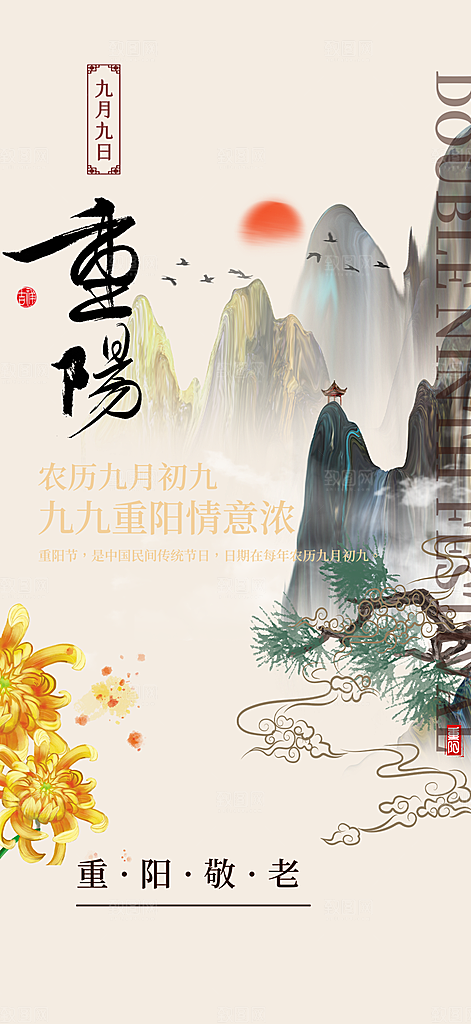 节日重阳节敬老爱老宣传活动海报