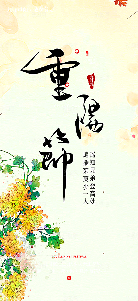 节日重阳节敬老爱老宣传活动海报